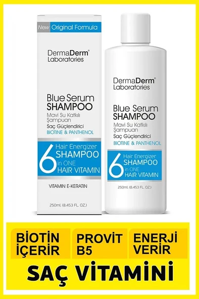 Dermaderm Saç Dökülmesine Karşı Biotin ve Mavi Su Katkılı Pantenol Şampuan 250 ml.