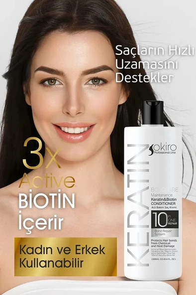 Okiro Besleyici Onarıcı ve Güçlendirici Keratin ve Biotin İçeren Saç Bakım Kremi 1000 ml. - 2