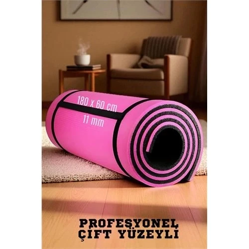 CEYLAN ADAM  Pilates Matı- Spor Matı - Yoga Matı 11 mm Çift Taraflı Pembe