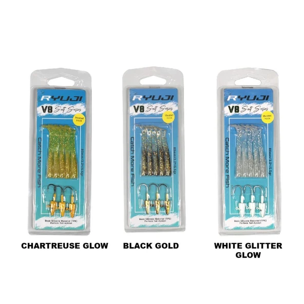 Ryuji V8 8cm 5.5g LRF Silikon Yem Chartreuse Glow - 3