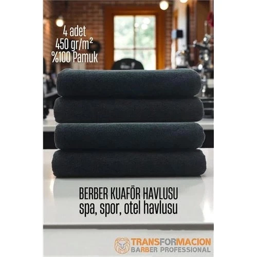 CEYLAN ADAM  Kuaför Berber Havlusu 4 ADET Pamuk Berber Havlusu 50x90 Siyah ürün görseli