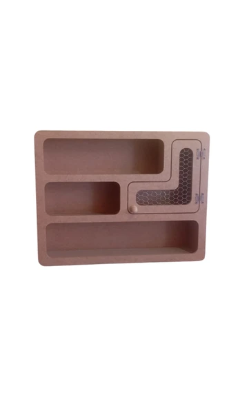 MDF Dekoratif Tel Kapaklı, Çok Bölmeli Kahve Köşesi Raf - Çok Amaçlı Raf - Dekoratif Raf - 3