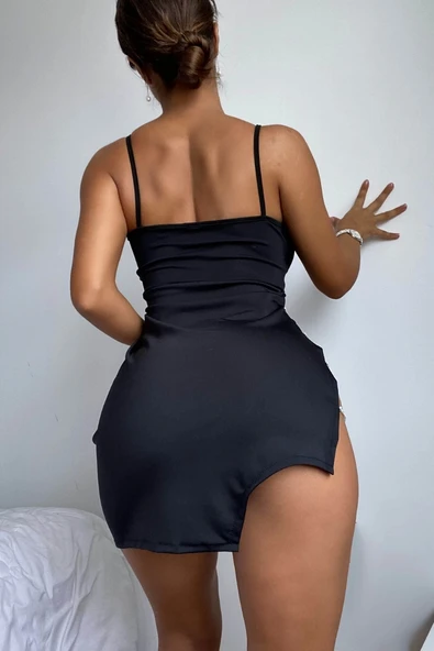 Taşlı Mini Elbise - 2