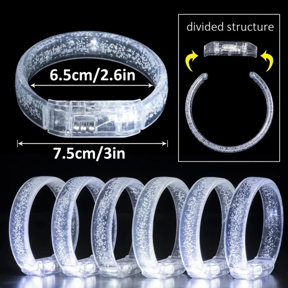 CEYLAN ADAM  Beyaz-Gümüş Led Işıklı Baskı Yapılabilen Pilli Bileklik Bilezik 1,5 cm Genişlik - 4