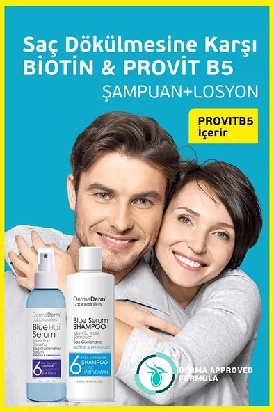 Dermaderm Saç Dökülmesine Karşı Biotin ve Pantenol İçeren Mavi Saç Serumu 125ml. ve Mavi Su Katkılı Pantenol Şampuan 250 ml. - 4