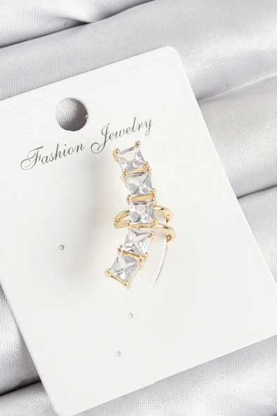 CEYLAN ADAM Pirinç Zirkon Taşlı Model Gold Renk Sağ Kıkırdak Küpe ürün görseli 1