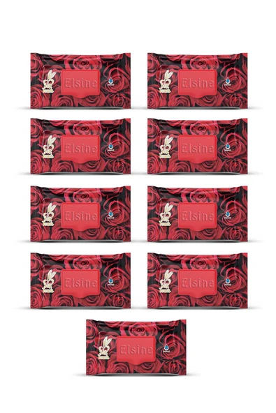 9 Paket Red Rose Islak Havlu Mendil 90 Adet Kapaklı Gül Kokulu - 1