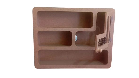 MDF Dekoratif Tel Kapaklı, Çok Bölmeli Kahve Köşesi Raf - Çok Amaçlı Raf - Dekoratif Raf - 4