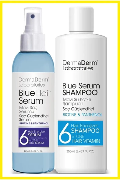 Dermaderm Saç Dökülmesine Karşı Biotin ve Pantenol İçeren Mavi Saç Serumu 125ml. ve Mavi Su Katkılı Pantenol Şampuan 250 ml. - 6