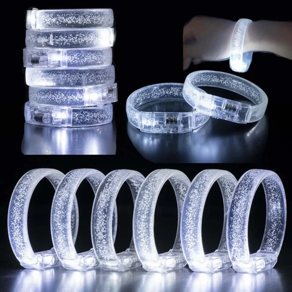 CEYLAN ADAM  Beyaz-Gümüş Led Işıklı Baskı Yapılabilen Pilli Bileklik Bilezik 1,5 cm Genişlik - 1