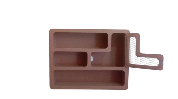 MDF Dekoratif Tel Kapaklı, Çok Bölmeli Kahve Köşesi Raf - Çok Amaçlı Raf - Dekoratif Raf - 5