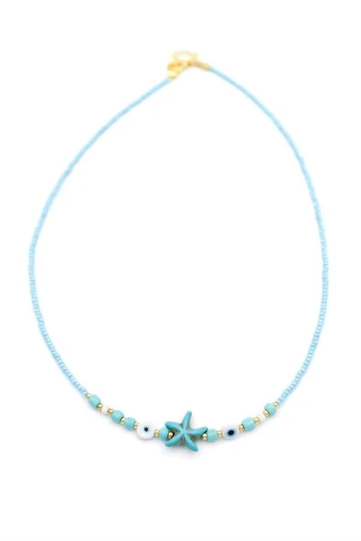 Boncuk Deniz Yıldzı Kolye - Mavi ürün görseli