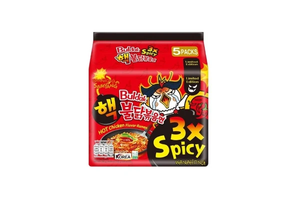 Samyang Buldak 3X Acılı Tavuk Aromalı Ramen 5'li paket ürün görseli