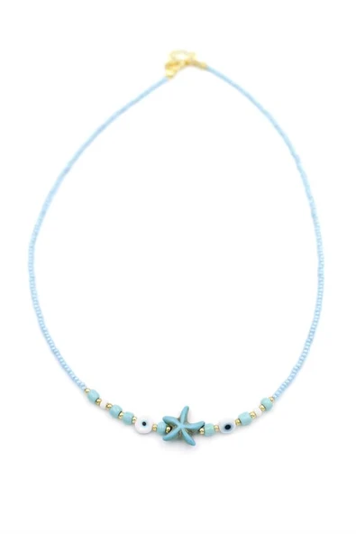 Boncuk Deniz Yıldzı Kolye - Mavi - Resim 2