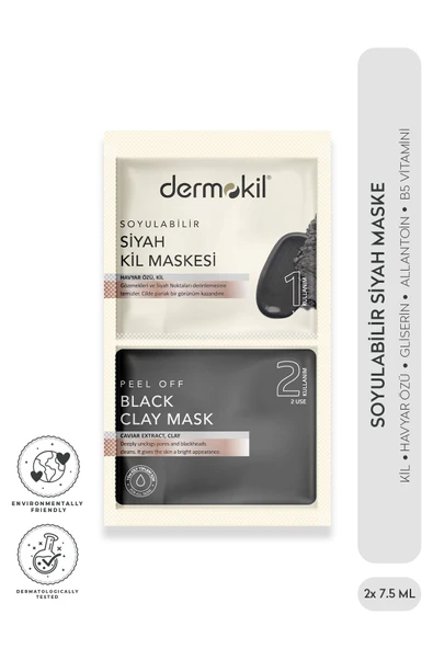 DERMOKİL SOYULABİLİR SİYAH MASKE 2'Lİ 7,5 ML ürün görseli 1