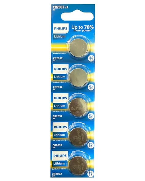 Philips Lityum Düğme Pil 3V 5li CR2032P5