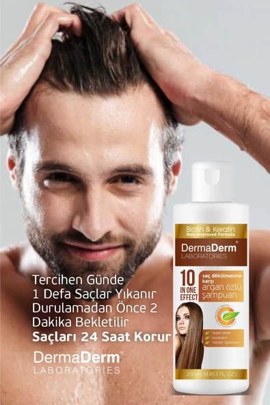 Dermaderm Argan Yağı Keratin Biotin İçerikli Güçlendirici Hızlı Onarıcı Saç Bakım Şampuanı 250 ml. - 4