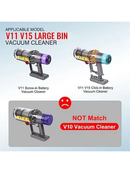 srfn ticaret Dyson V11 Uyumlu Elektrikli Süpürge Toz Haznesi - 5