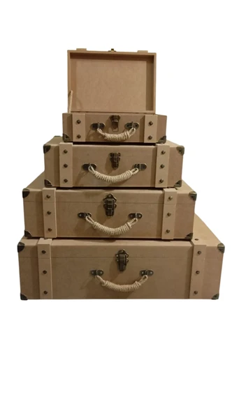 MDF 4'lü Dekoratif Bavul Seti - 3