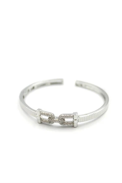 Taşlı Vip Bilezik - Gümüş - Resim 2