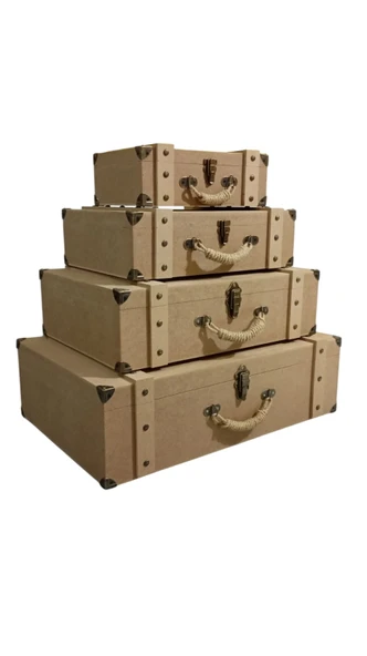 MDF 4'lü Dekoratif Bavul Seti