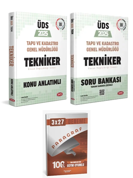 Data 2025 Tapu ve Kadastro Genel Müdürlüğü UDS Tekniker Konu + Soru + Paragraf Deneme 3 lü Set - Resim 2