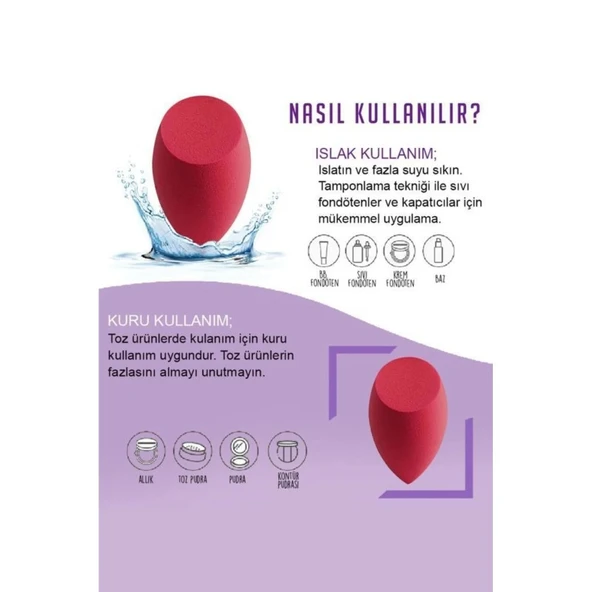 Tatlı Armut Görünümlü 4 Adet Makyaj Süngeri Şık Bakım Seti - Resim 7