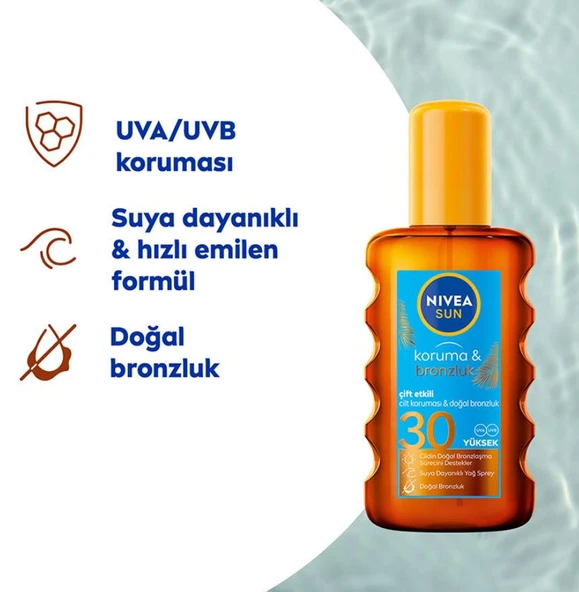 Nivea Çift Etkili Koruma ve Bronzluk Güneş Spreyi Spf30 200 Ml - 2