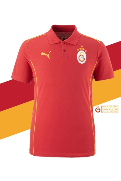 Galatasaray Orijinal Lisanslı Polo Yaka Kırmızı Antrenman 5 Yıldızlı T-Shirt + Bileklik Set Hediyelik Ahşap Kutulu - Resim 5