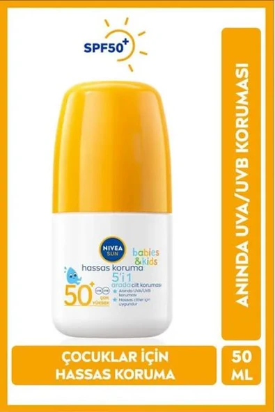 Nivea Bebek Ve Çocuk Hassas Koruma Güneş Koruyucu Roll-on Spf50+ 50 Ml