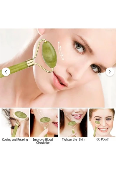 Profesyonel Jade Roler 2'Li Yeşim Taşı Cilt Bakım Taşı Gençleştirme Yüz Masaj Aleti A kalite - Resim 6