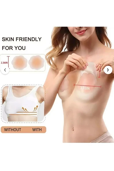 Premium Hayalet Sütyen Meme Ucu Kapatma Krem Bant S/M/L Beden Bej A kalite 1 Çift - Resim 7