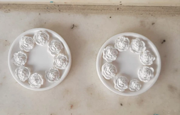 Beton Çiçekli Yüzük Standı 2 Li - 2