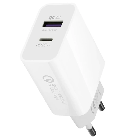 Powerway HW25 Usb 3.0 / Type-C 25W 3.0 A Hızlı Şarj Aleti Başlığı PD25W ürün görseli 1