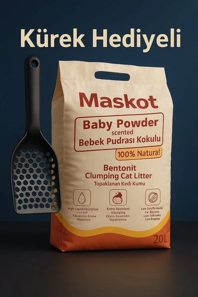 Maskot Kedi Kumu Pudra Kokulu 20 lt Kürek Hediyeli ürün görseli