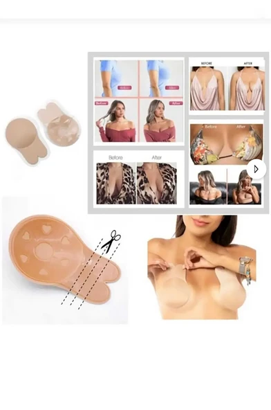 Premium Hayalet Sütyen Meme Ucu Kapatma Krem Bant S/M/L Beden Bej A kalite 1 Çift - Resim 6