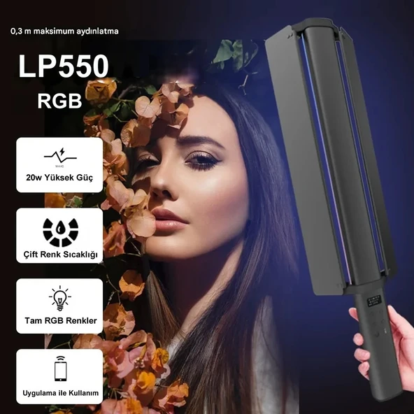 Gdx LP550 RGB Led Şarj Edilebilir Fotoğrafçılık ve Video için Renkli Işık Çubuğu - 3