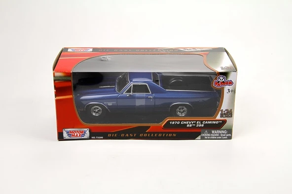 MotorMax 1970 Chevy El Camino SS mavi 396 1/24 Model Araba - Resim 4