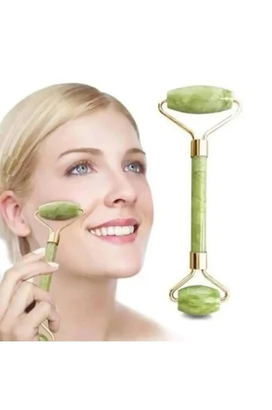 Profesyonel Jade Roler 2'Li Yeşim Taşı Cilt Bakım Taşı Gençleştirme Yüz Masaj Aleti A kalite - Resim 5