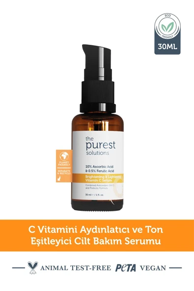 The Purest Solutions Brightening & Lightening Vitamin C Serum 10% Ascorbic Acid & 0,5% Ferulic Acid 30 ml ürün görseli 1