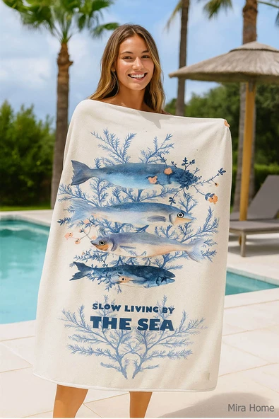 Unisex Baskılı Plaj Deniz Havuz Havlusu %100 Pamuk 70x145 Cm Wonderfull - 6