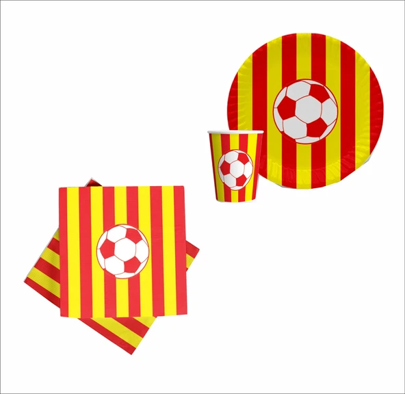 Taraftar Sarı Kırmızı 8 Tabak, 8 Bardak, 10 Peçete ürün görseli 1