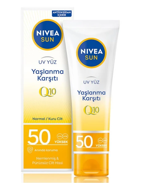 Nivea Q10 Yaşlanma ve Kırışıklık Karşıtı Nemlendirici Yüz Kremi Spf50+ 50 Ml