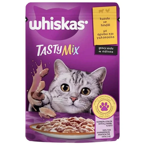 Whiskas Tasty Mix Kuzulu Hindili Kedi Maması 85 gr ürün görseli 1