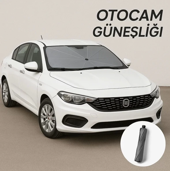 Egea Uyumlu Oto Ön Cam Şemsiye Güneşlik – Katlanabilir UV ve Isı Koruyucu Güneş Perdesi
