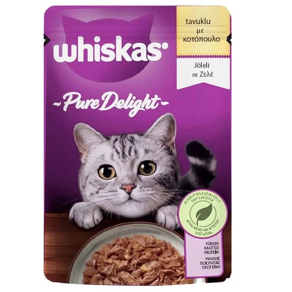 Whiskas Pouch Pure Delight Jöle İçinde Tavuklu Yetişkin Kedi Konservesi 85gr ürün görseli 1