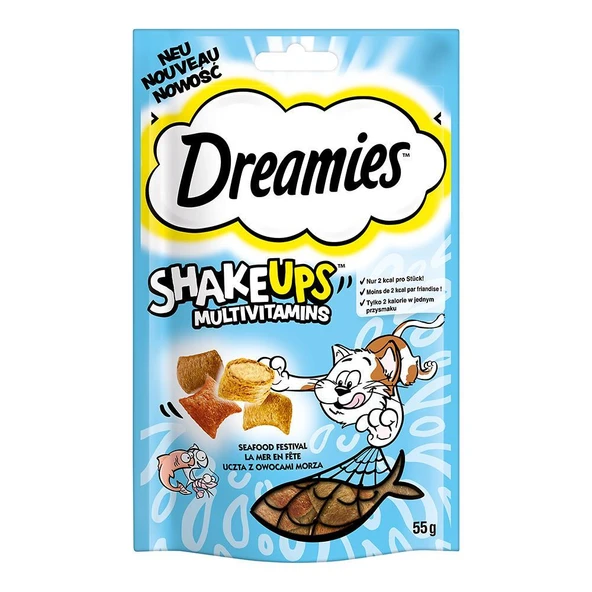 Dreamies ShakeUps Multivitaminli Deniz Ürünleri Kedi Ödül Maması 55 Gr ürün görseli 1