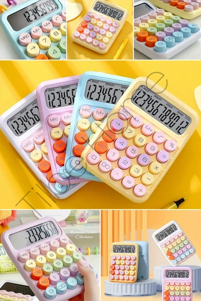 Tilbe Home 2li Yeni Nesil Hesap Makinesi Renkli Tasarım Soft Mavi Renkli Okul İş Ofis 12 Haneli LED Ekranlı Q6 - 3