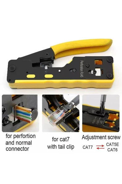 Rose RC-812 Cat5/Cat6/CAT7 EZ-RJ45-RJ11 Konnektör Sıkma Pensesi - Resim 3