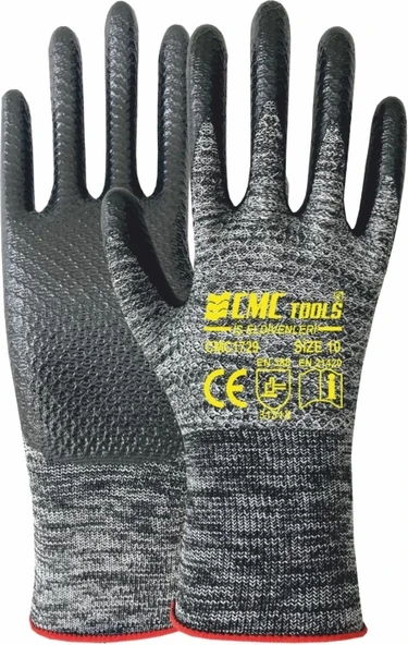 CMC ELDİVEN DESENLİ NİTRİL 1/2 SİYAH GRİ CMC1729*12x - 1